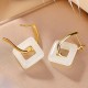 925 Sterling Silver Hetian Jade Geometric Square Earrings 925 Sterling Silver Hetian Jade Geometric Square Earrings