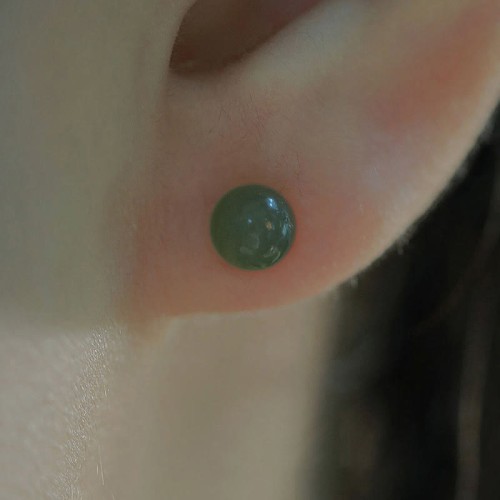 Round Jade Beaded Luck Stud Earrings Round Jade Beaded Luck Stud Earrings