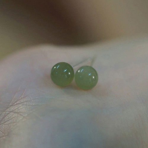 Round Jade Beaded Luck Stud Earrings Round Jade Beaded Luck Stud Earrings