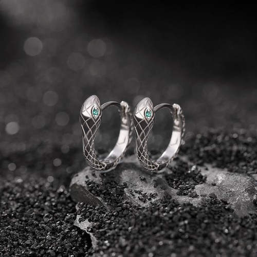 925 Silver Green-Eyed Snake Year of the Snake Earrings 925 Silver Green-Eyed Snake Year of the Snake Earrings