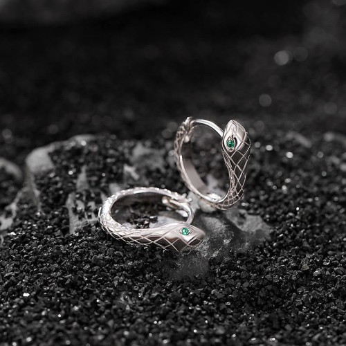 925 Silver Green-Eyed Snake Year of the Snake Earrings 925 Silver Green-Eyed Snake Year of the Snake Earrings