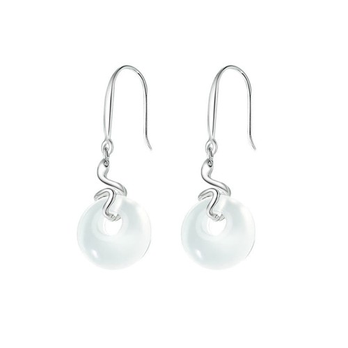 925 Sterling Silver Chalcedony Peace Buckle Year of the Snake Earrings 925 Sterling Silver Chalcedony Peace Buckle Year of the Snake Earrings