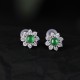 925 Sterling Silver Round Jade Flower Prosperity Earrings 925 Sterling Silver Round Jade Flower Prosperity Earrings