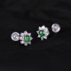 925 Sterling Silver Round Jade Flower Prosperity Earrings 925 Sterling Silver Round Jade Flower Prosperity Earrings