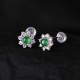 925 Sterling Silver Round Jade Flower Prosperity Earrings 925 Sterling Silver Round Jade Flower Prosperity Earrings