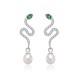 925 Sterling Silver Pearl Snake Year Blessing Earrings
