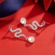 925 Sterling Silver Pearl Snake Year Blessing Earrings