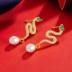 925 Sterling Silver Pearl Snake Year Blessing Earrings