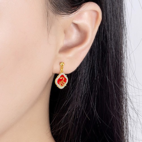 925 Sterling Silver Snake Year Blessing Earrings