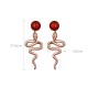 925 Sterling Silver Red Agate Chalcedony Snake Year Blessing Earrings