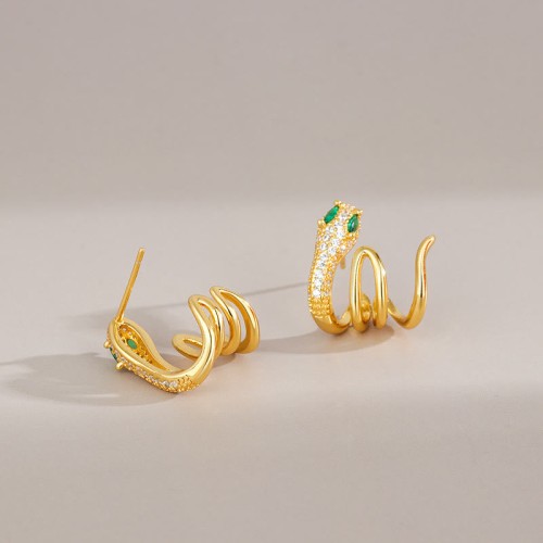 925 Sterling Silver Green-eyed Snake Year of the Snake Earrings 925 Sterling Silver Green-eyed Snake Year of the Snake Earrings