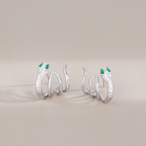925 Sterling Silver Green-eyed Snake Year of the Snake Earrings 925 Sterling Silver Green-eyed Snake Year of the Snake Earrings