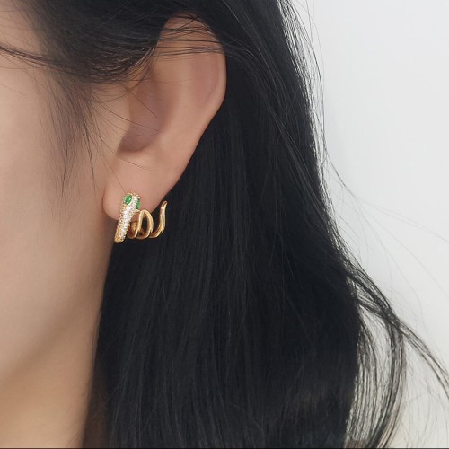 925 Sterling Silver Green-eyed Snake Year of the Snake Earrings 925 Sterling Silver Green-eyed Snake Year of the Snake Earrings