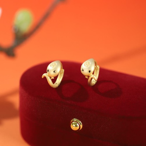 925 Sterling Silver Year of the Snake Golden Snake Luck Jewelry Set