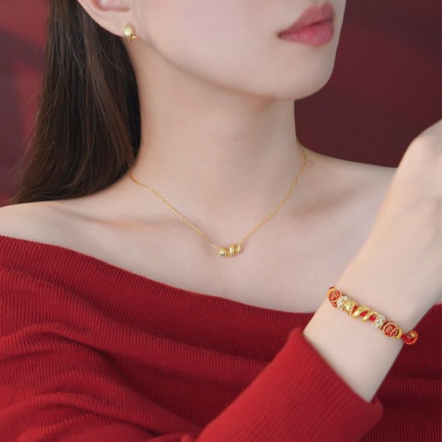 925 Sterling Silver Year of the Snake Golden Snake Luck Jewelry Set