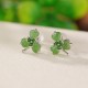 925 Sterling Silver Enamel Hetian Jade Shamrock Earrings 925 Sterling Silver Enamel Hetian Jade Shamrock Earrings