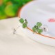 925 Sterling Silver Enamel Hetian Jade Shamrock Earrings 925 Sterling Silver Enamel Hetian Jade Shamrock Earrings