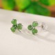 925 Sterling Silver Enamel Hetian Jade Shamrock Earrings 925 Sterling Silver Enamel Hetian Jade Shamrock Earrings