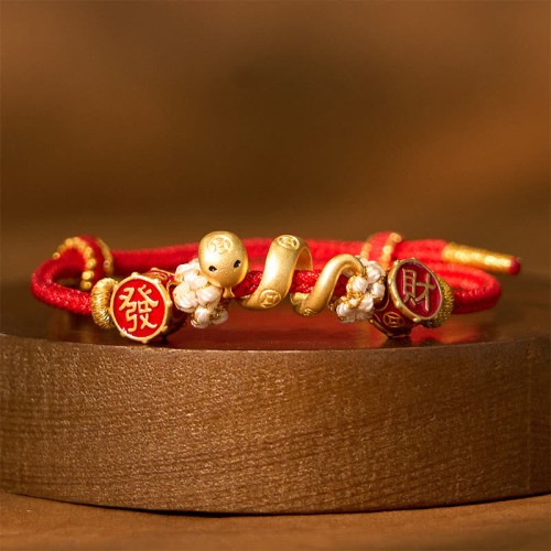 925 Sterling Silver Year of the Snake Golden Snake Luck Jewelry Set