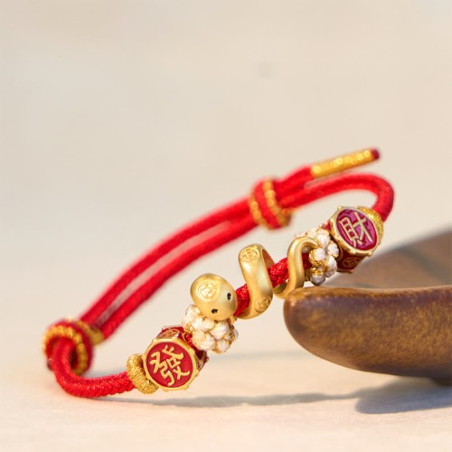 925 Sterling Silver Year of the Snake Golden Snake Luck Jewelry Set