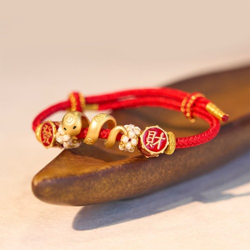 925 Sterling Silver Year of the Snake Golden Snake Luck Jewelry Set