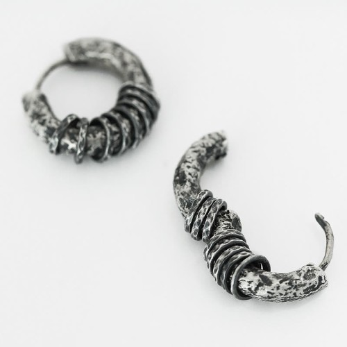 925 Sterling Silver Hand-hammered Protection Earrings