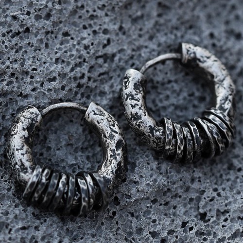 925 Sterling Silver Hand-hammered Protection Earrings