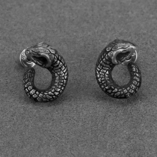 999 Sterling Silver Snake Texture Snake Year Protection Earrings