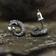 999 Sterling Silver Snake Texture Snake Year Protection Earrings
