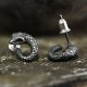 999 Sterling Silver Snake Texture Snake Year Protection Earrings