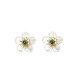925 Sterling Silver Tridacna Stone Jade Flower Earrings 925 Sterling Silver Tridacna Stone Jade Flower Earrings