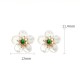 925 Sterling Silver Tridacna Stone Jade Flower Earrings 925 Sterling Silver Tridacna Stone Jade Flower Earrings