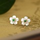 925 Sterling Silver Tridacna Stone Jade Flower Earrings 925 Sterling Silver Tridacna Stone Jade Flower Earrings