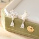 Hetian Jade 925 Sterling Silver Zirconia Pearl Abundance Earrings Hetian Jade 925 Sterling Silver Zirconia Pearl Abundance Earrings