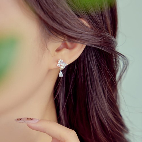 Hetian Jade 925 Sterling Silver Zirconia Pearl Abundance Earrings Hetian Jade 925 Sterling Silver Zirconia Pearl Abundance Earrings