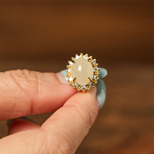 Hetian Jade Egg Copper Prosperity Earrings
