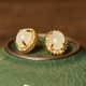 Hetian Jade Egg Copper Prosperity Earrings