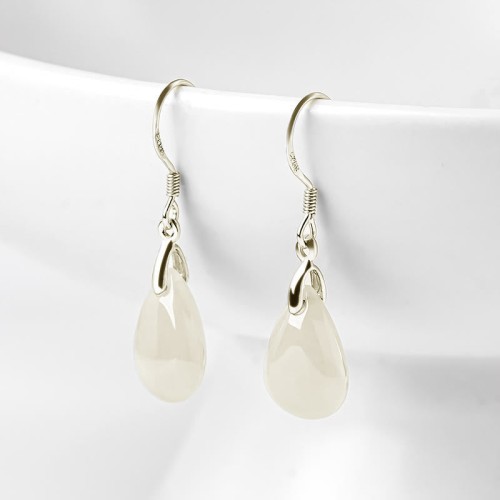 925 Sterling Silver Jade Water Drop Luck Prosperity Earrings 925 Sterling Silver Jade Water Drop Luck Prosperity Earrings