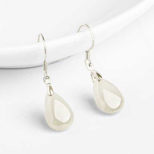 925 Sterling Silver Jade Water Drop Luck Prosperity Earrings 925 Sterling Silver Jade Water Drop Luck Prosperity Earrings