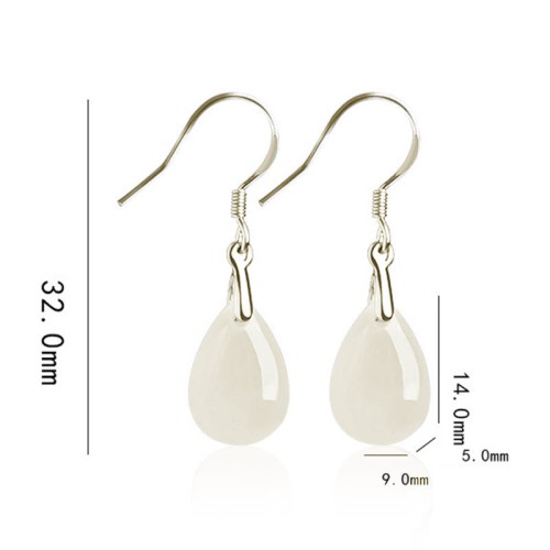 925 Sterling Silver Jade Water Drop Luck Prosperity Earrings 925 Sterling Silver Jade Water Drop Luck Prosperity Earrings