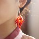 14K Gold-Plated Copper Velvet Flower Mulberry Silk Feather Earrings