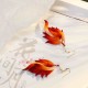 14K Gold-Plated Copper Velvet Flower Mulberry Silk Feather Earrings