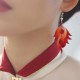 14K Gold-Plated Copper Velvet Flower Mulberry Silk Feather Earrings