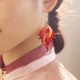 14K Gold-Plated Copper Velvet Flower Mulberry Silk Feather Earrings