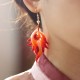 14K Gold-Plated Copper Velvet Flower Mulberry Silk Feather Earrings