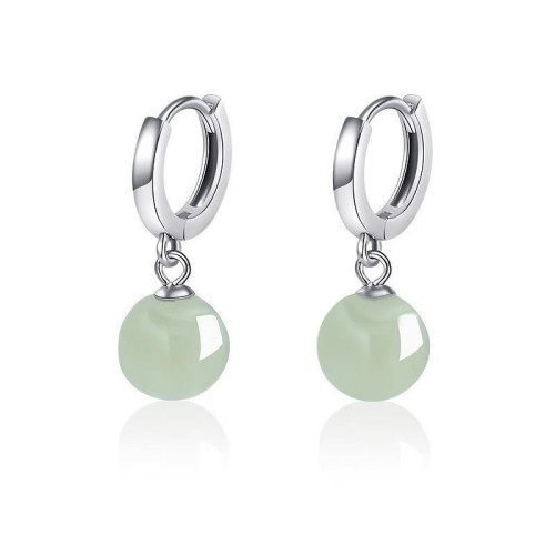 Round Jade Bead Prosperity Earrings Round Jade Bead Prosperity Earrings