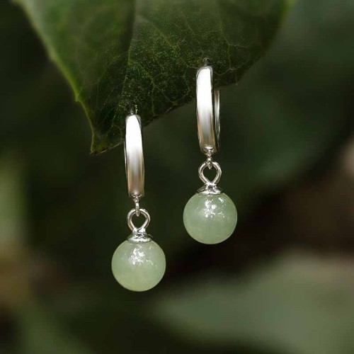 Round Jade Bead Prosperity Earrings Round Jade Bead Prosperity Earrings
