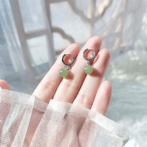 Round Jade Bead Prosperity Earrings Round Jade Bead Prosperity Earrings