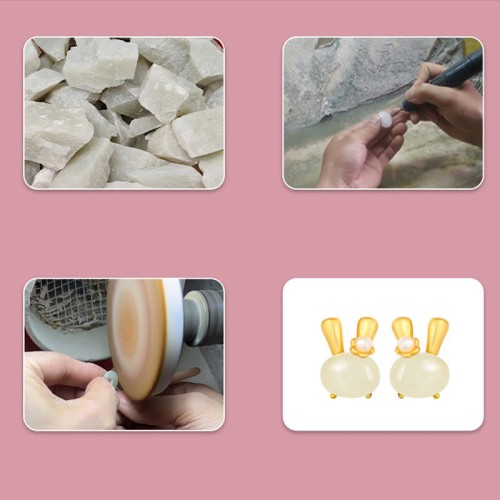 925 Sterling Silver Hetian Jade Rabbit Pearl Abundance Earrings 925 Sterling Silver Hetian Jade Rabbit Pearl Abundance Earrings