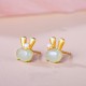 925 Sterling Silver Hetian Jade Rabbit Pearl Abundance Earrings 925 Sterling Silver Hetian Jade Rabbit Pearl Abundance Earrings
